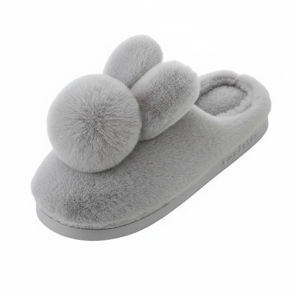 Ultra-Soft Faux Fur Memory Foam Slides - Cute Rabbit Design - Picture 1 of 4